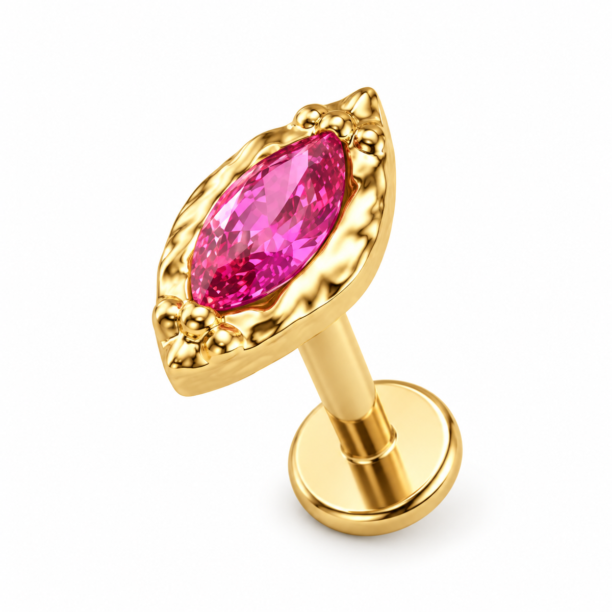 Piercing ovalo fucsia biselado titanio