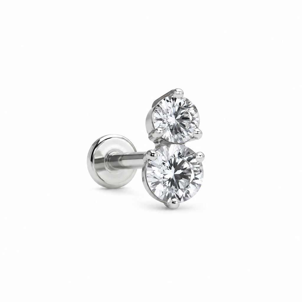 Piercing doble zirconia plateadas titanio