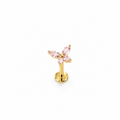 Piercing mariposa rosa titanio
