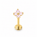 Piercing mini flor rosa de 4 petalos titanio