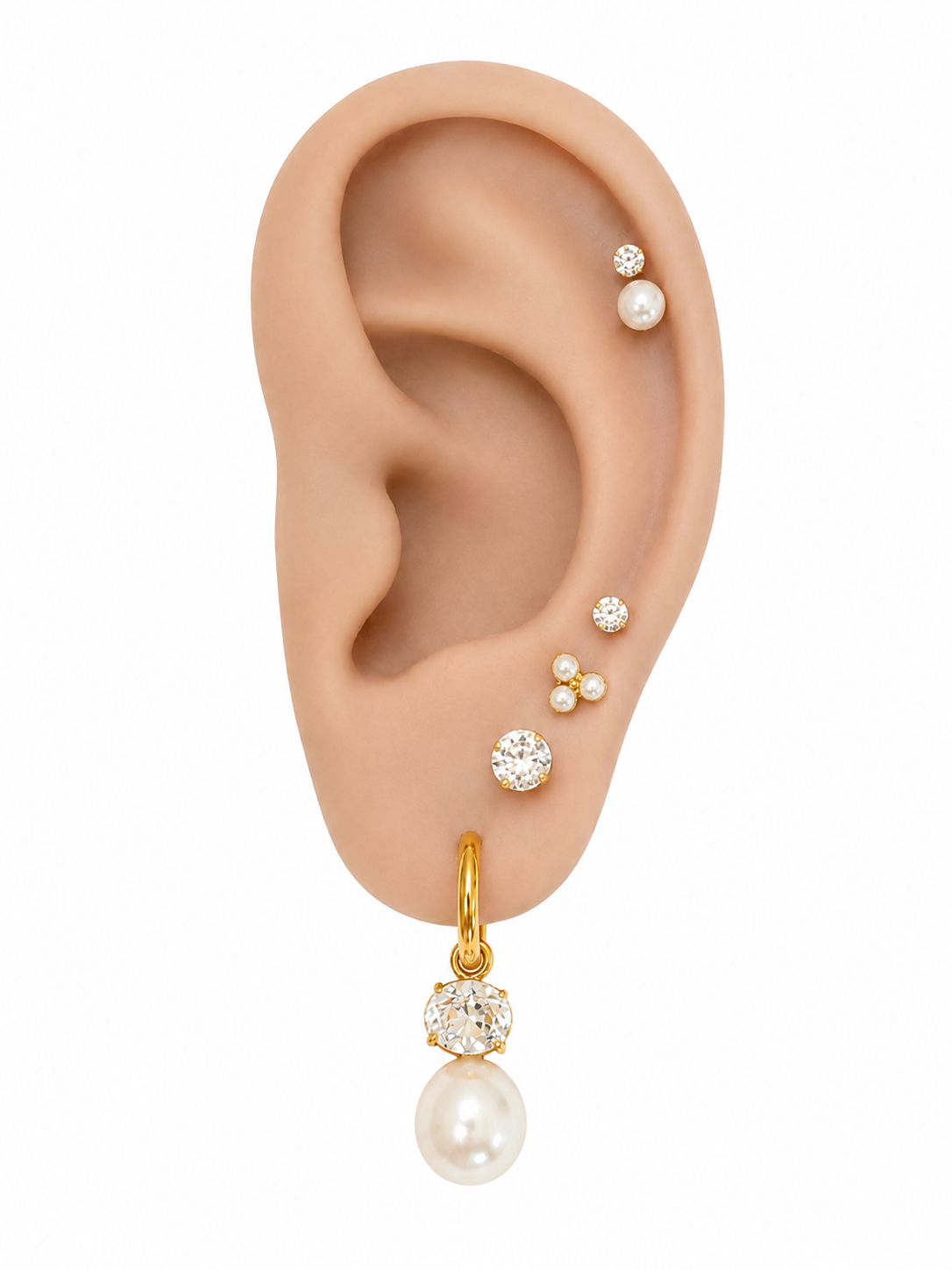 Piercing de perla con zirconia oro 10k