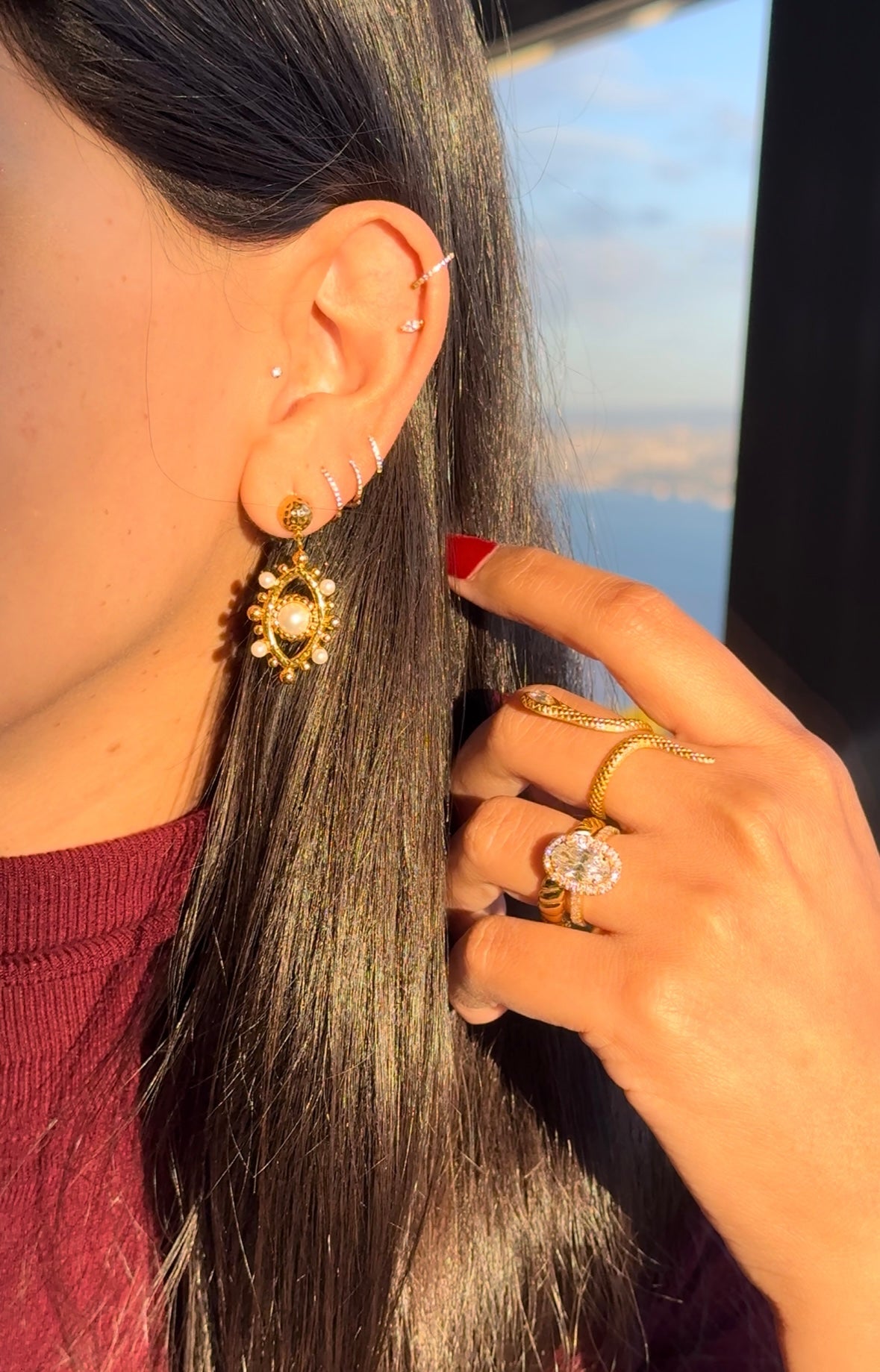 Pearl evil eye studs 2