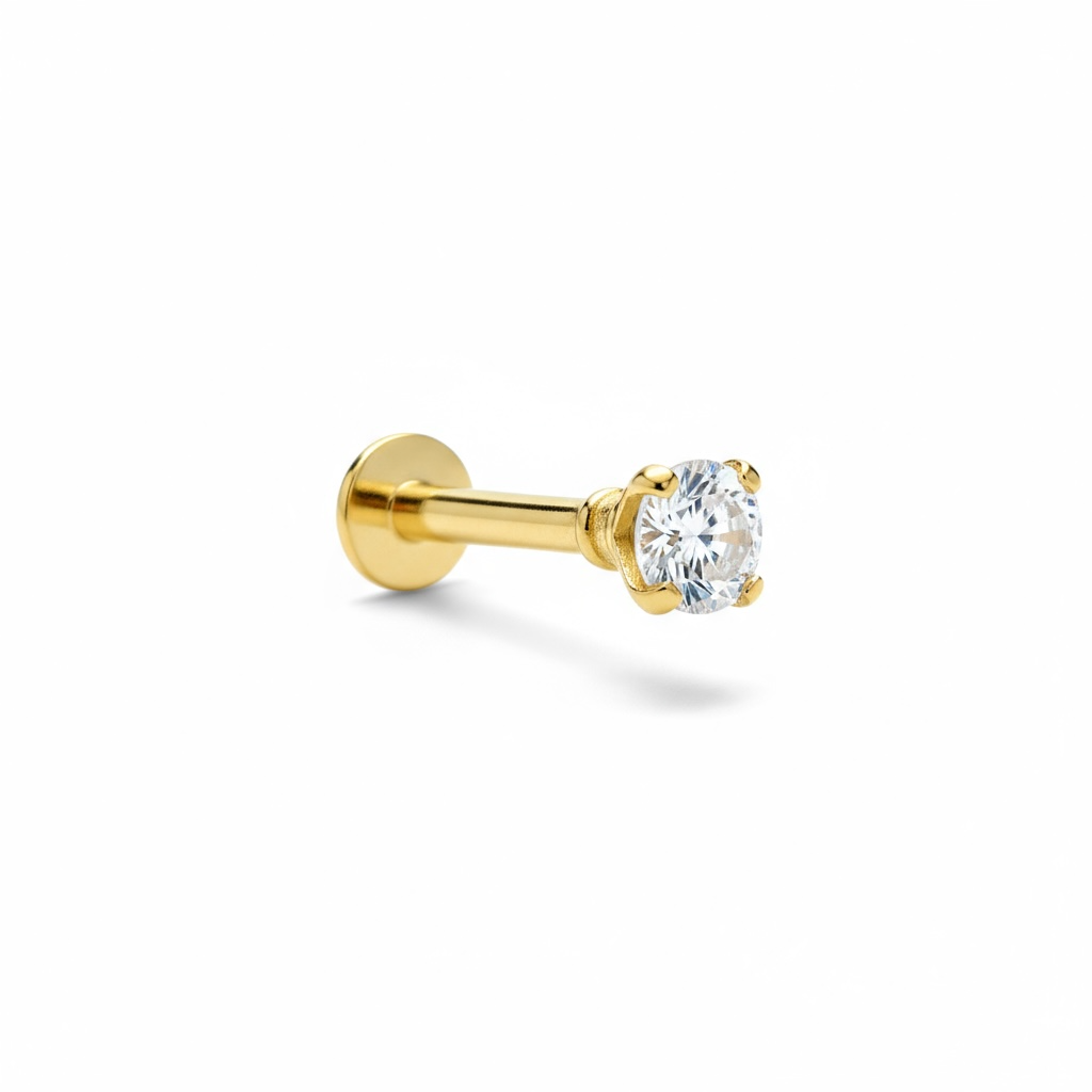 Piercing zirconia 3mm oro 14k