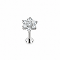 Piercing flor plateada titanio