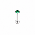 Piercing circonia verde 3mm plateada titanio