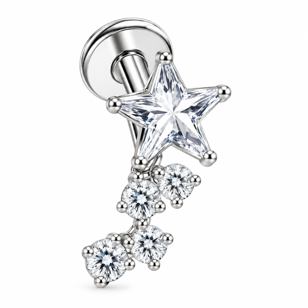 Piercing caminera de estrella y zirconias