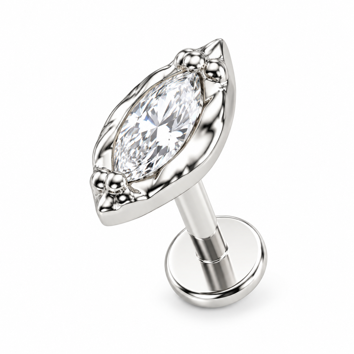 Piercing ovalo biselado plateado titanio