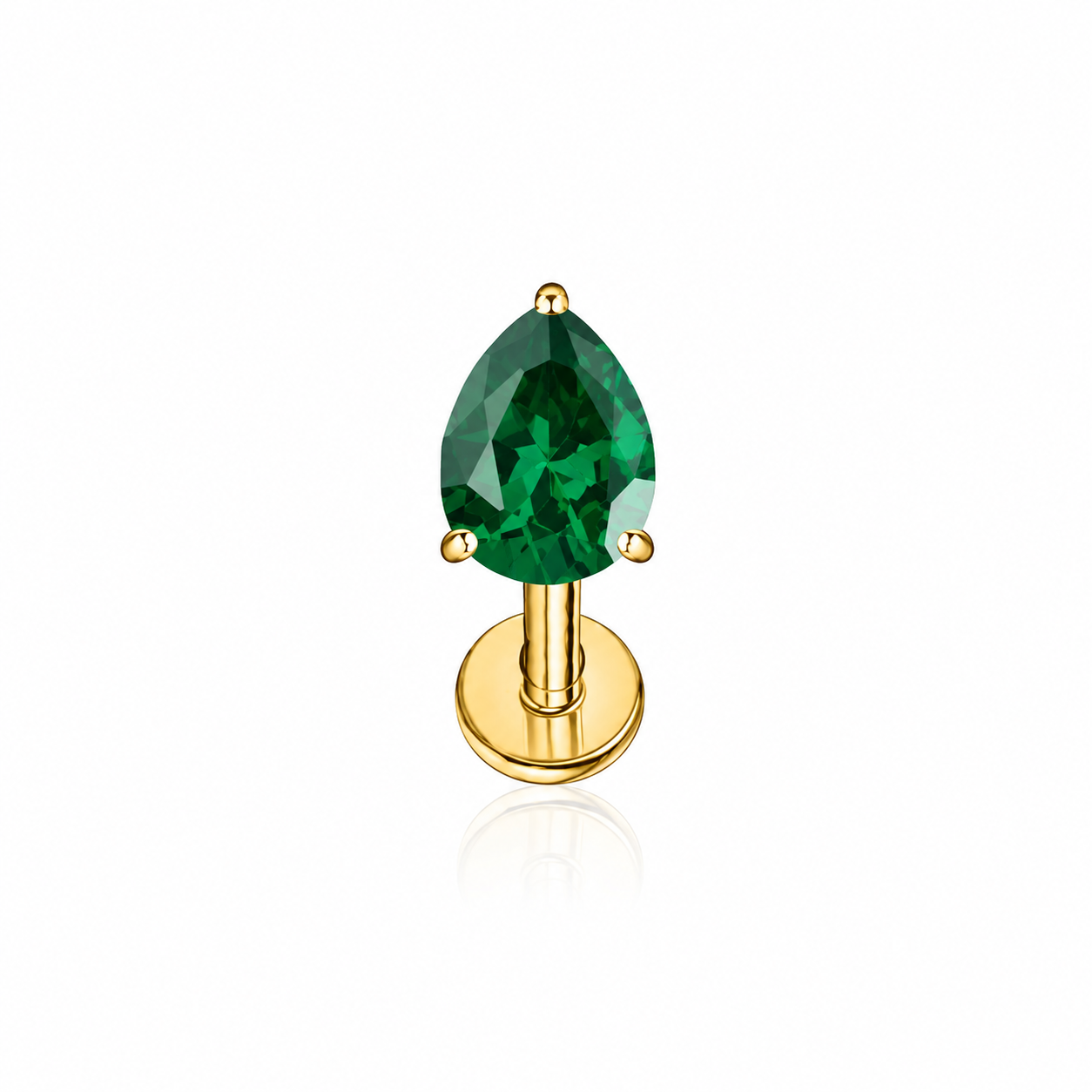 Piercing gota verde titanio