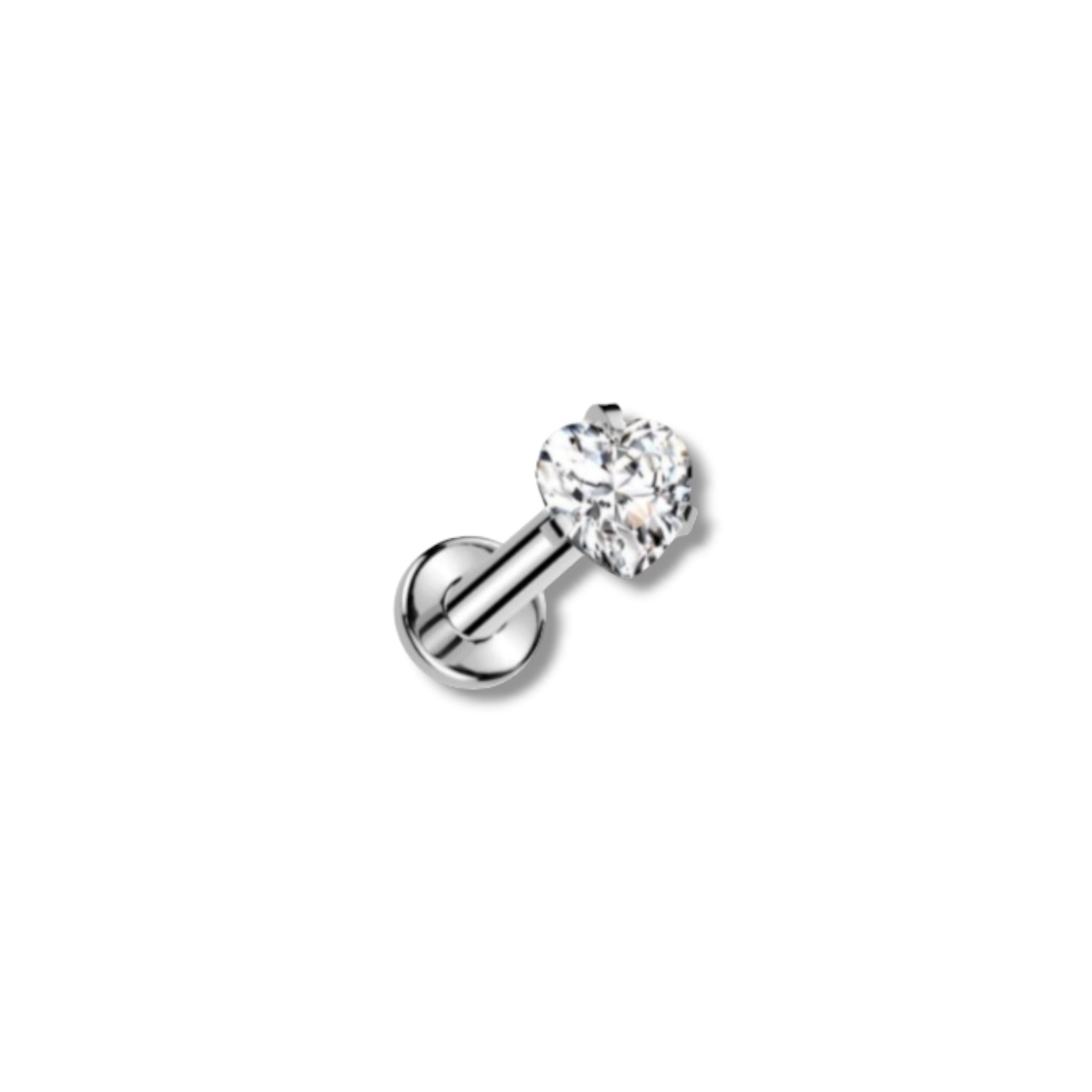 Piercing corazon circonia 3mm plateado titanio