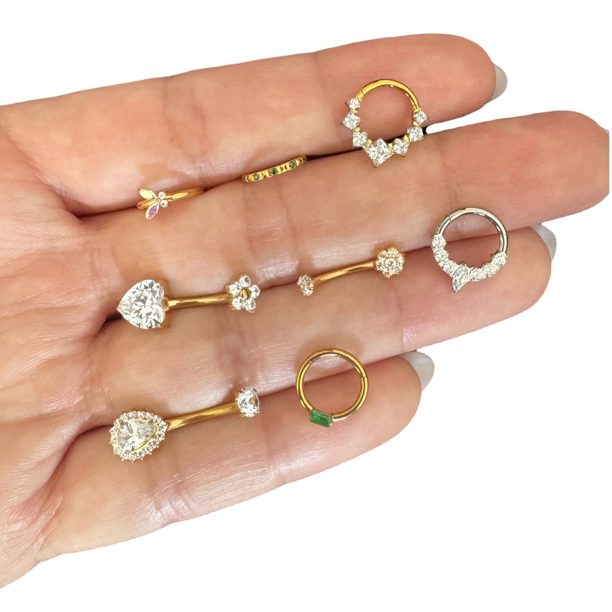 Piercing estrella y corazon ombligo titanio
