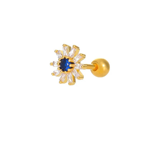 Piercing flor blanca centro azul