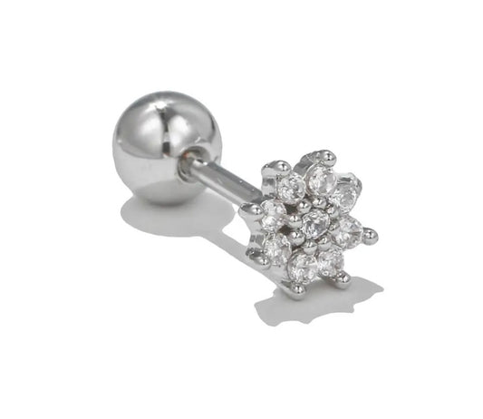 Piercing flor plateada