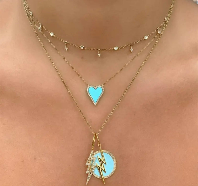 Baby blue heart necklace