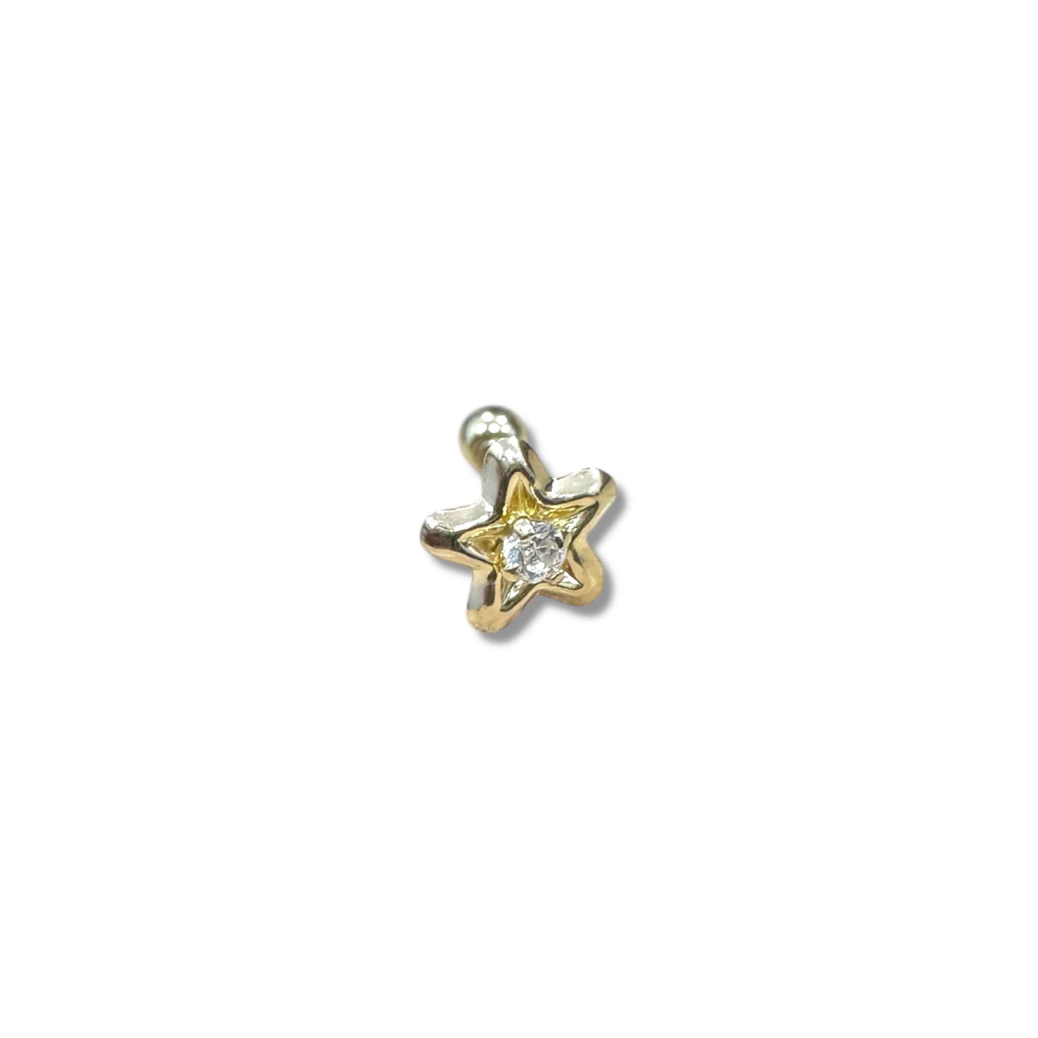 Piercing estrella con zirconia oro 10k