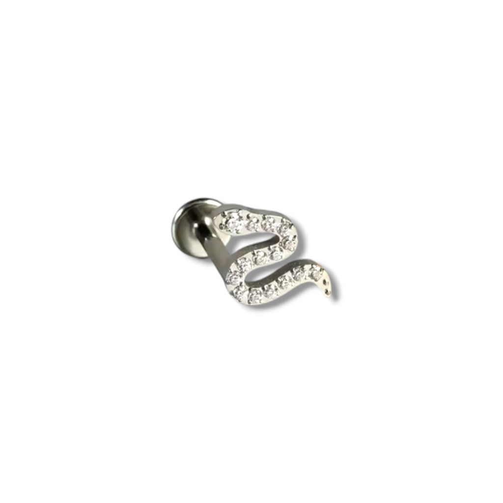 Piercing vibora zirconias plateada titanio