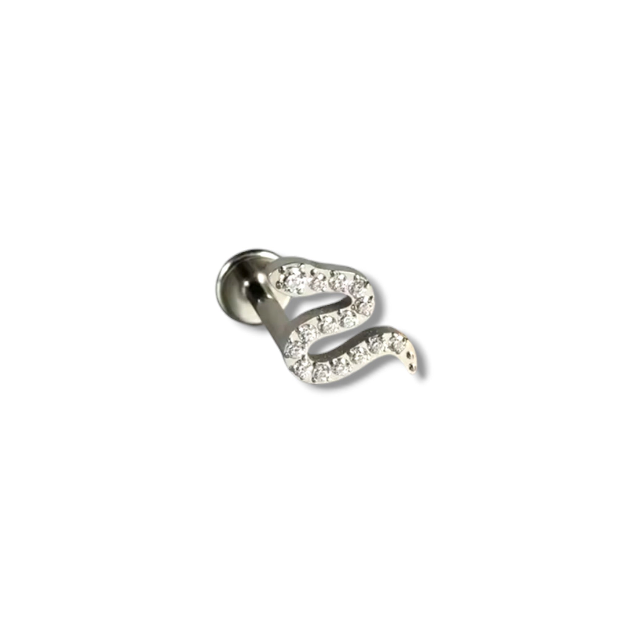 Piercing vibora zirconias plateada titanio