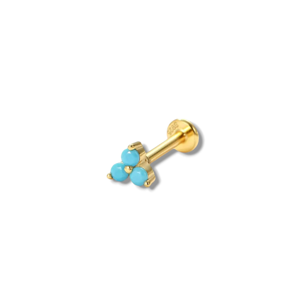 Piercing trebol turquesa titanio