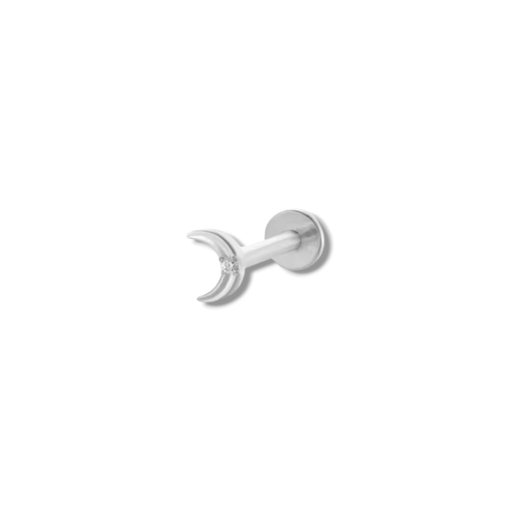 Piercing mini luna plateada titanio