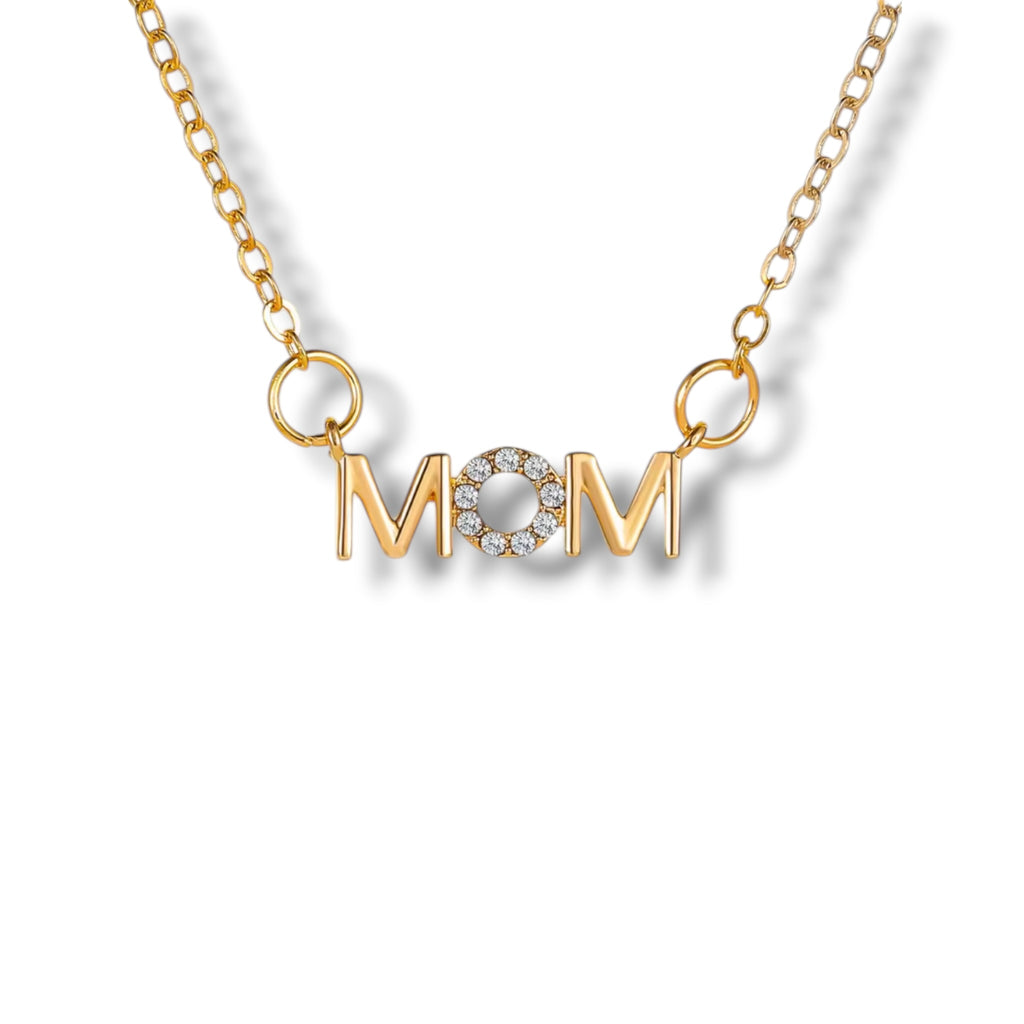 Pave mom necklace