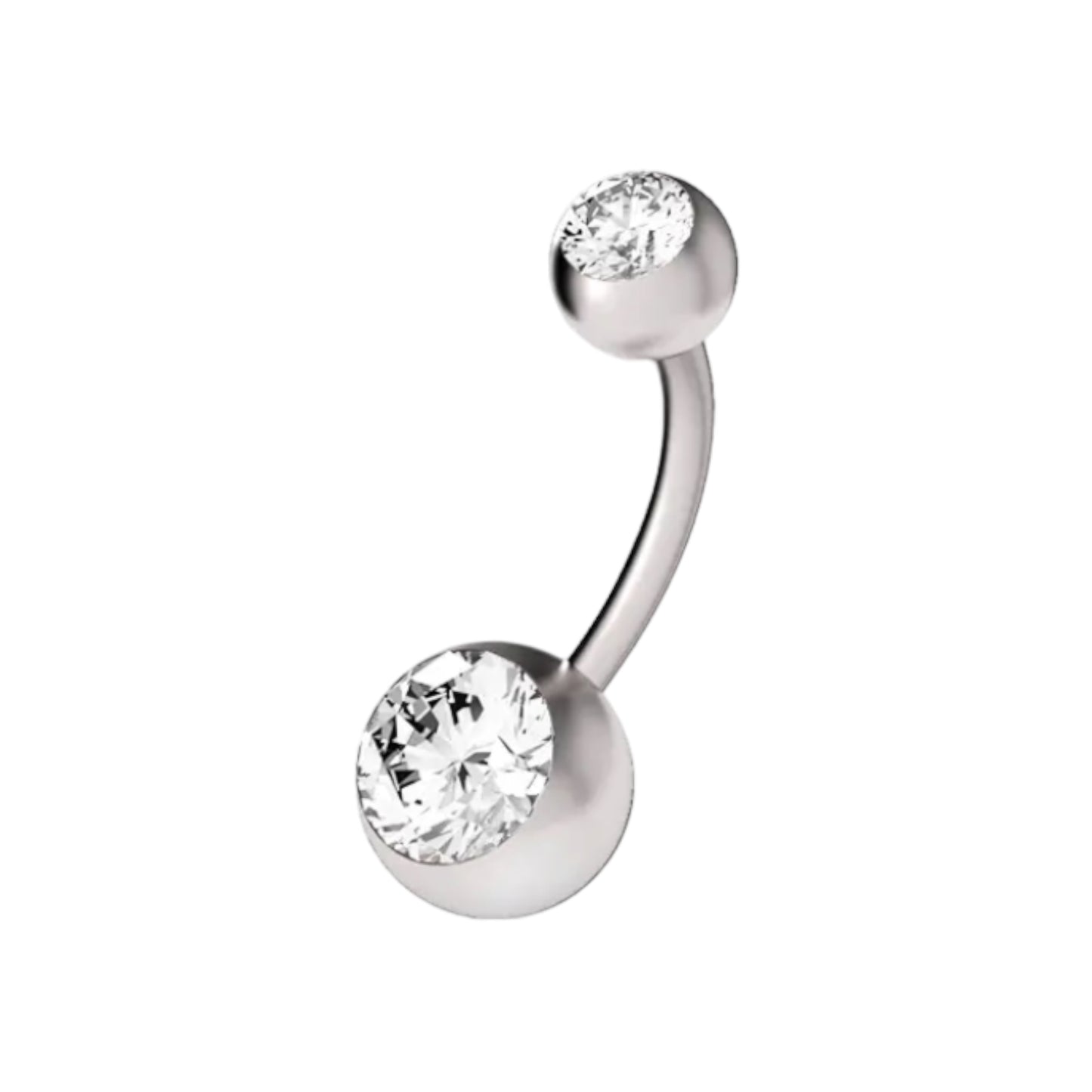 Piercing circonia plateada ombligo titanio