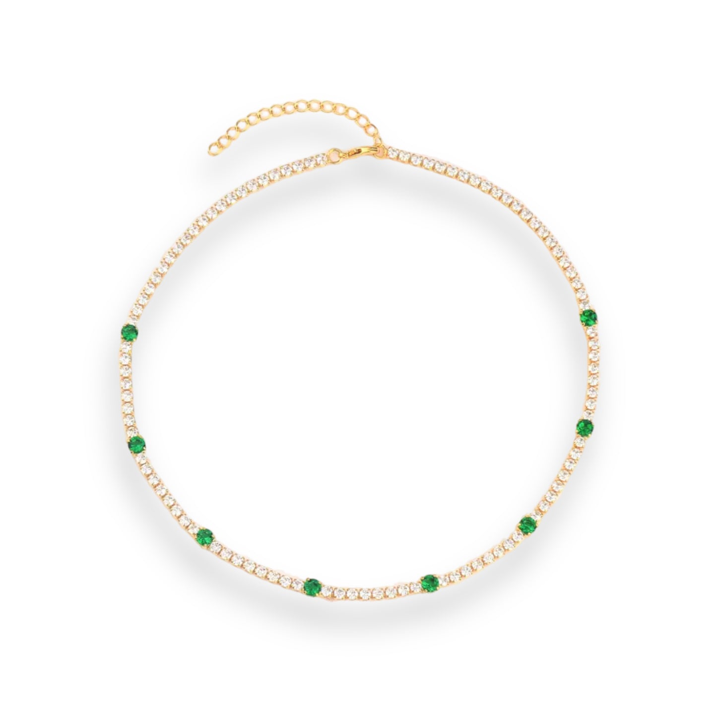 Green and white tennis necklace