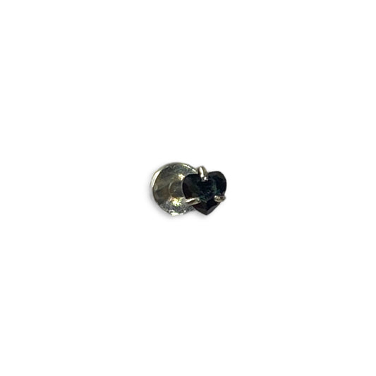 Piercing corazon negro poste 6MM plateado