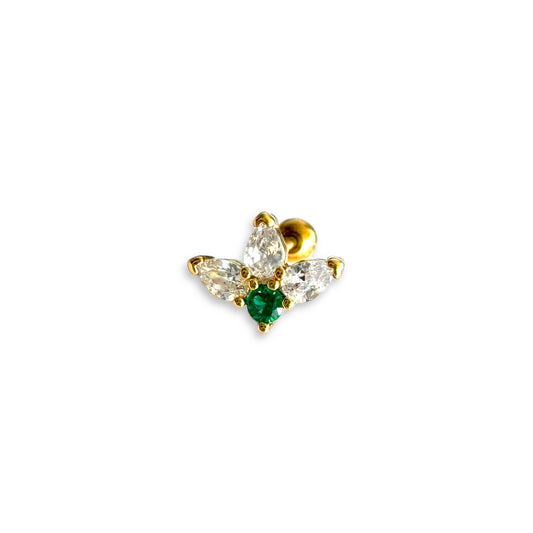 Piercing media flor blanca y verde