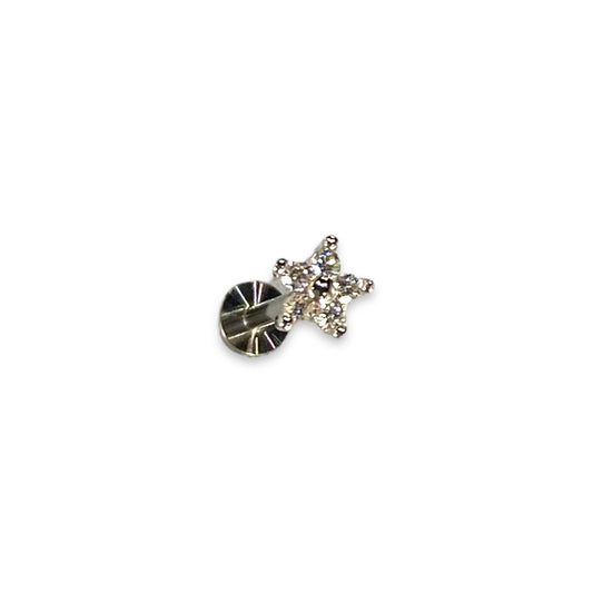 Piercing mini flor plateada titanio