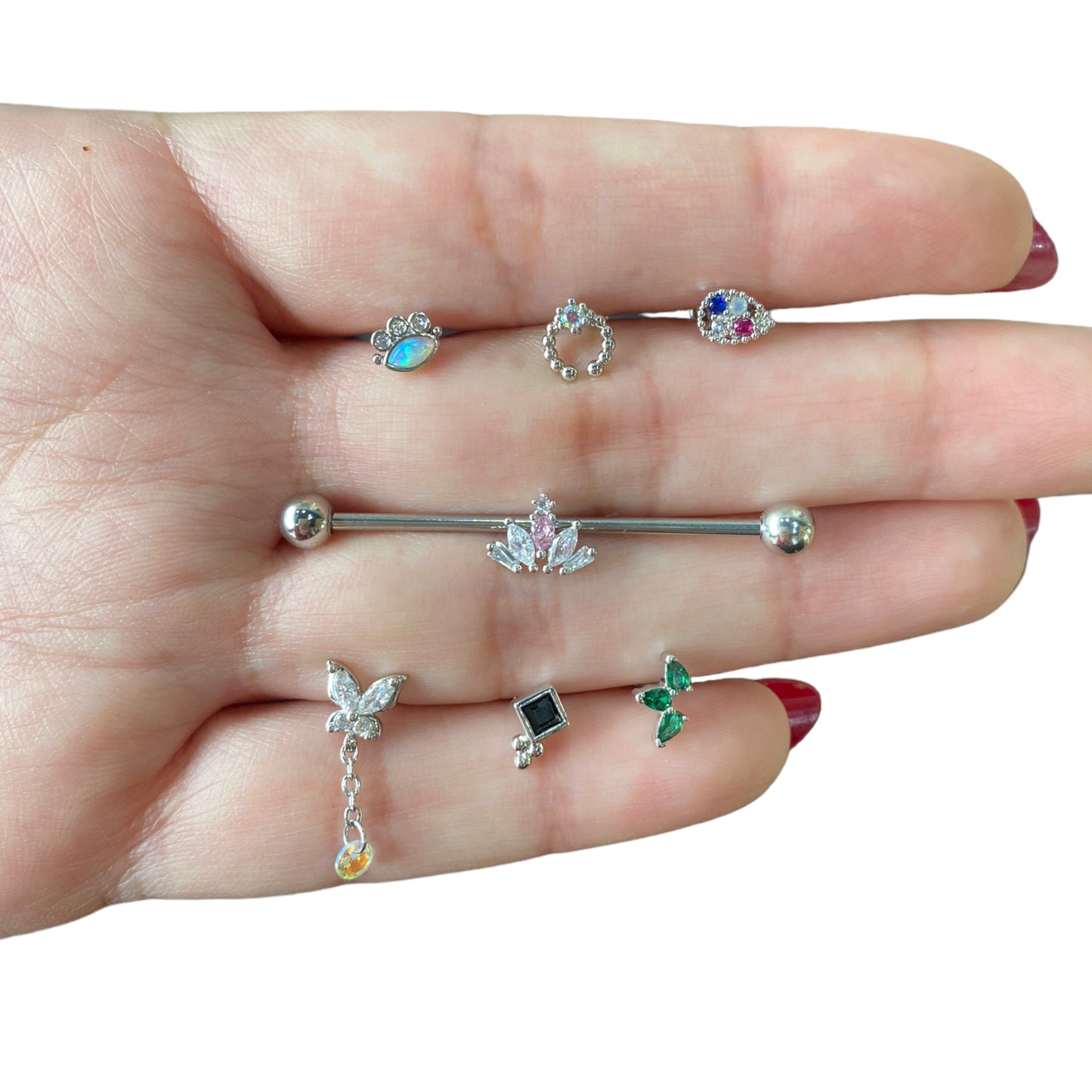 Piercing rombo negro plateado