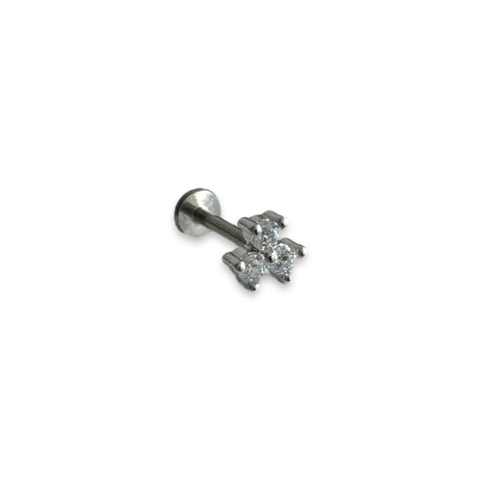 Piercing trebol plateado titanio