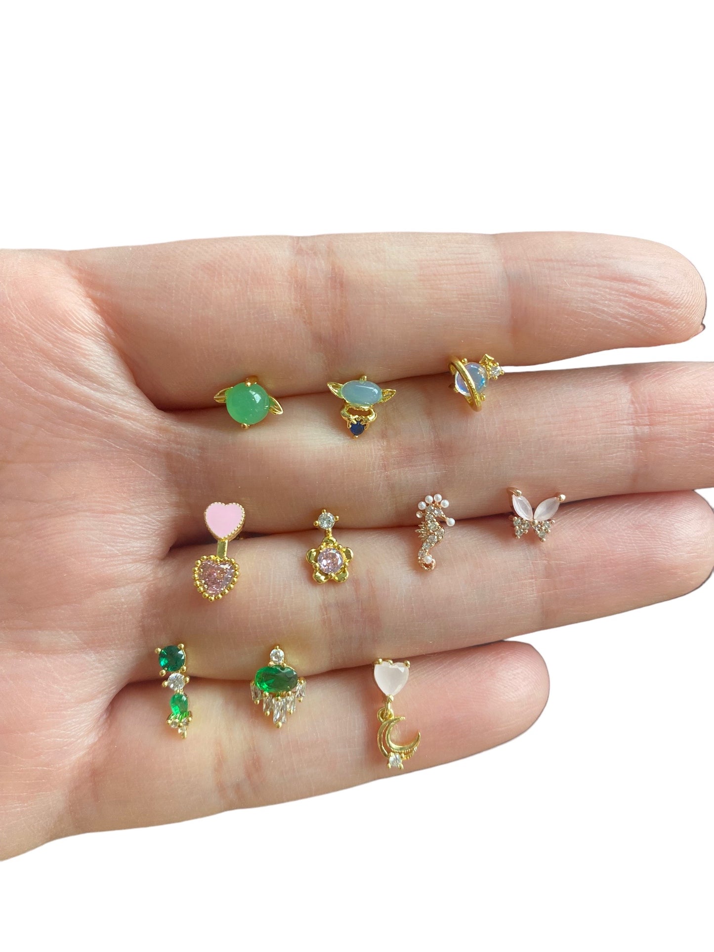 Piercing baguettes y circonia verde