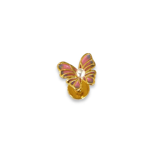 Piercing mariposa rosa con perla