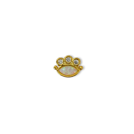 Piercing opalo blanco y circonias