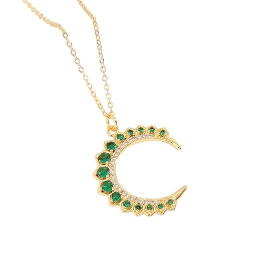Green moon necklace