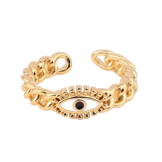 Chain evil eye ring