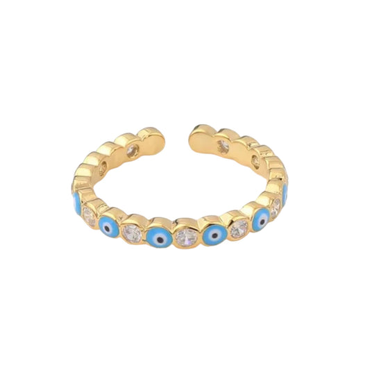 Blue evil eye ring