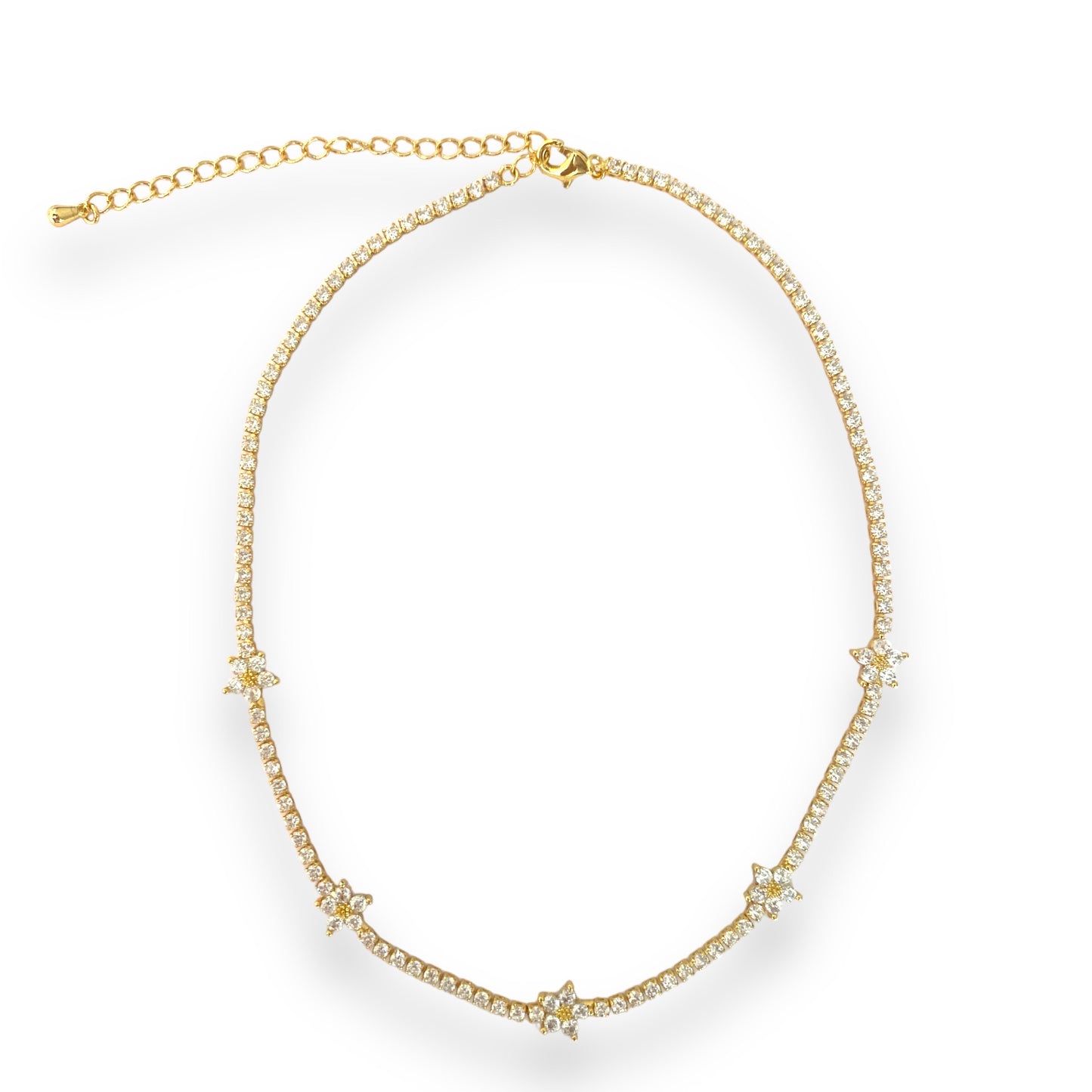 White flower tennis necklace