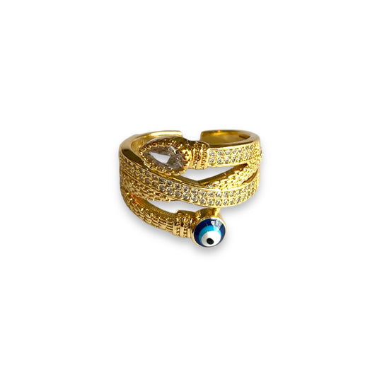 Evil eye and snake ring