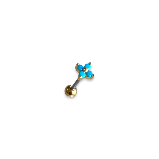 Piercing mini flor de 4 turquesa