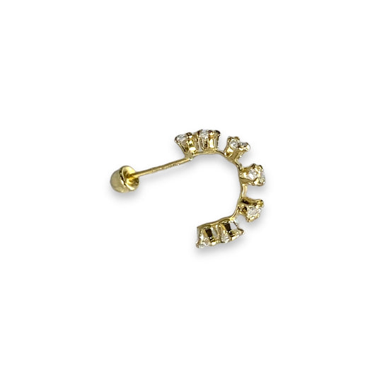 Piercing media arracada blanca grande oro