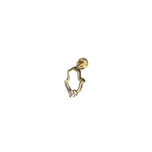 Piercing mano de hamsa silueta con circonia oro