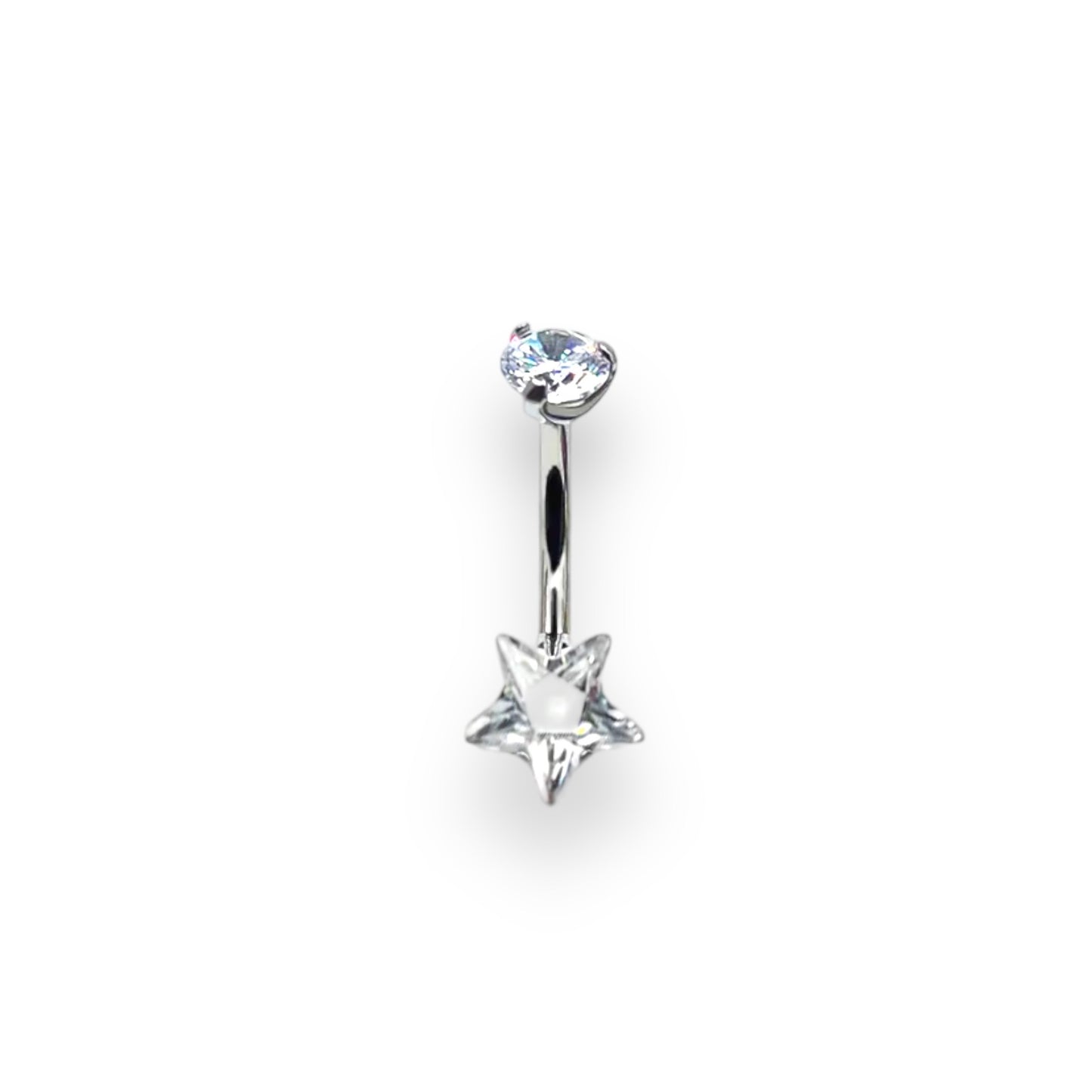 Piercing de estrella plateado ombligo TITANIO