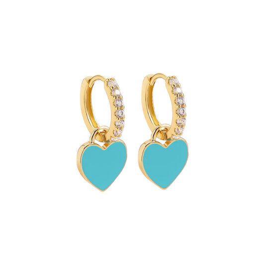 Baby blue heart hoops
