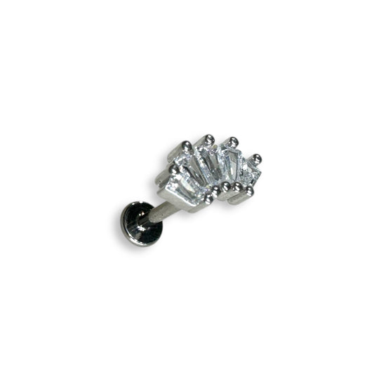 Piercing corona baguette plateada titanio