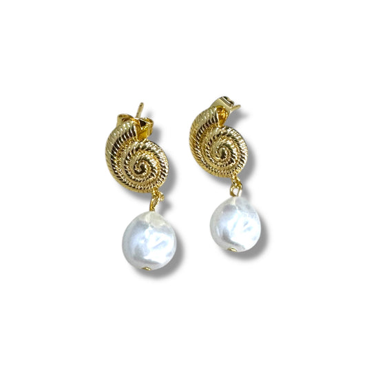 Snail and pearl studs