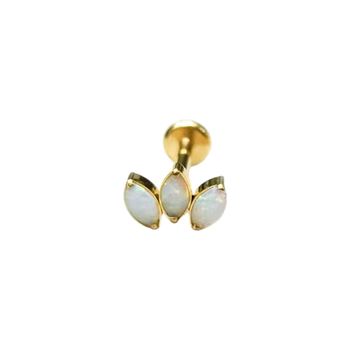 Piercing corona de 3 opalos blancos titanio