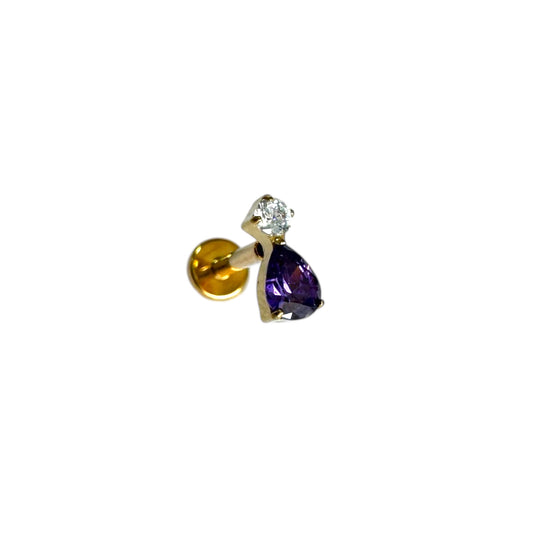 Piercing zirconia blanca y morada titanio