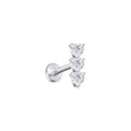 Piercing 3 corazones plateados titanio
