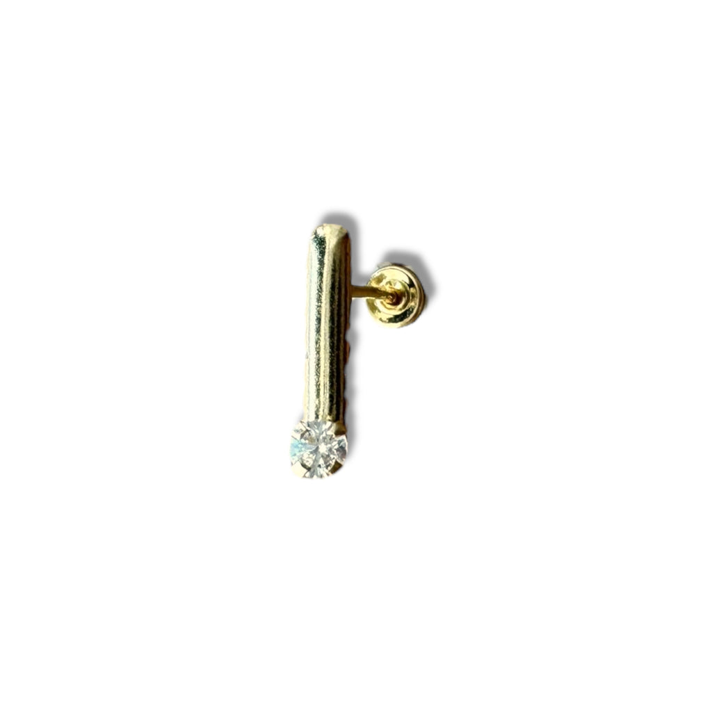 Piercing barra y circonia oro