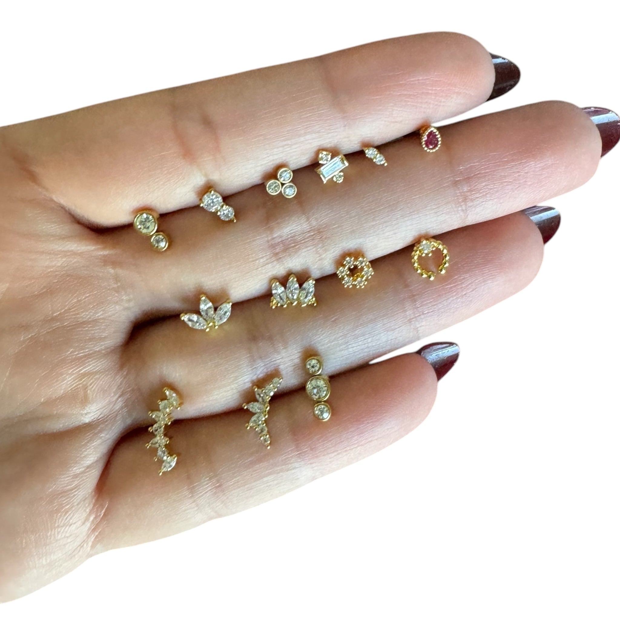 Piercing ovalo dos circonias mini